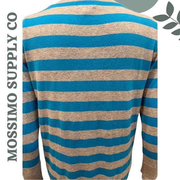 Mossimo Striped Cardigan Sweater Blue Grey Cotton Medium - Picture 7 of 8